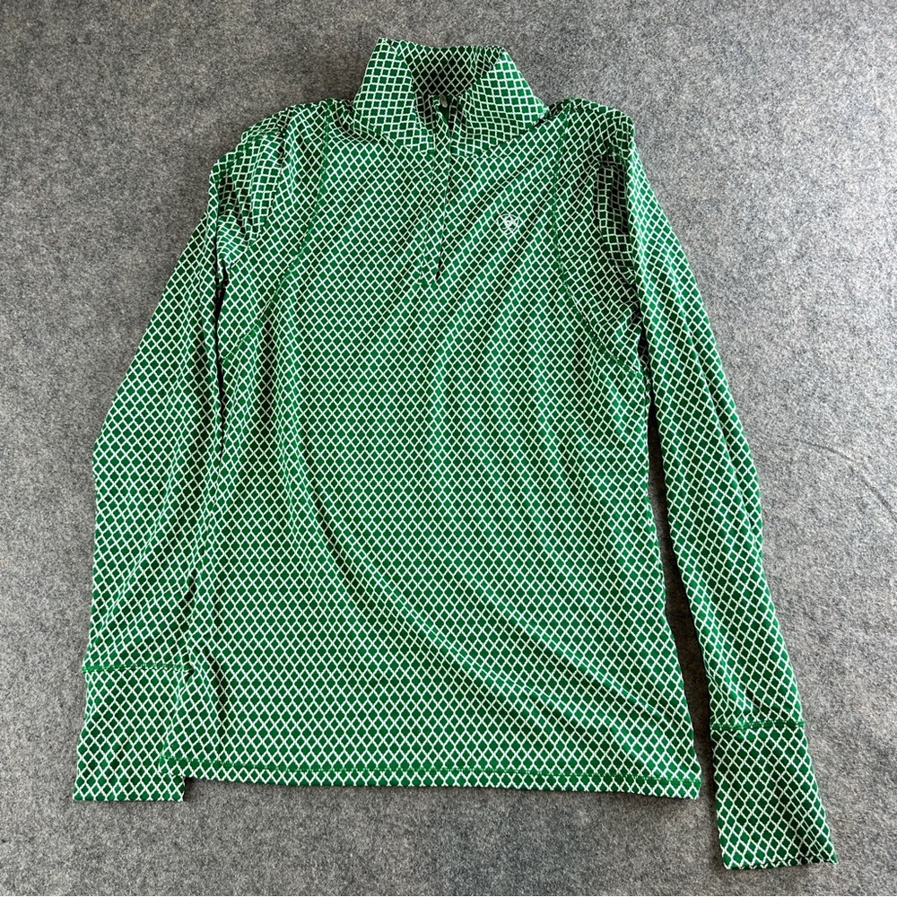 Ariat Tek Top Womens 1/4 Zip Up Cold Series Long Sleeve Size Medium Green